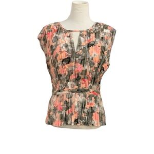DKNY floral pleated peplum top